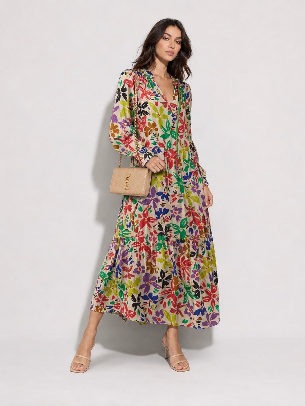 Anthropologie Velvet by Graham & Spencer Serena Floral Maxi Dress Small Boho